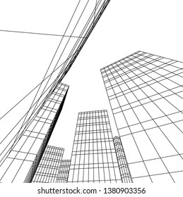 architecture building skyscrapers vector 3d illustration 