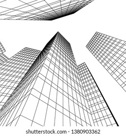architecture building skyscrapers vector 3d illustration 
