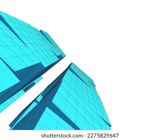 Architecture building vector 3d drawing