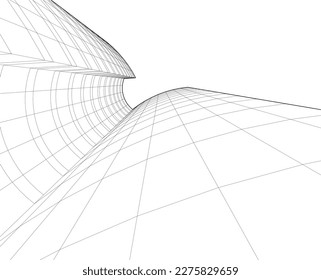 Architecture building vector 3d drawing
