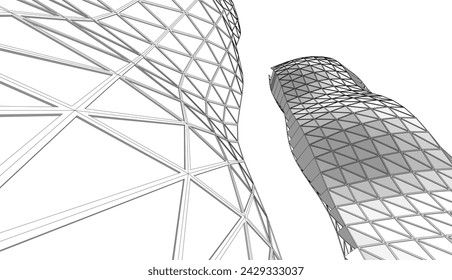 architecture building vector 3d drawing