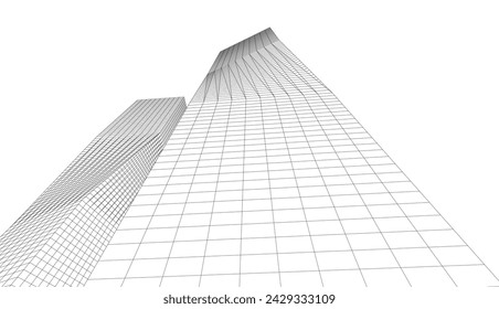 architecture building vector 3d drawing