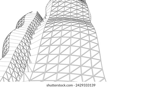architecture building vector 3d drawing