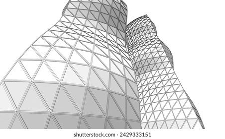 architecture building vector 3d drawing