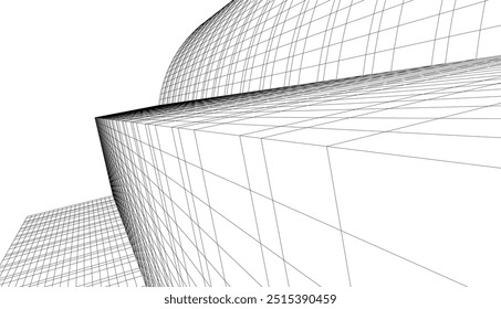 Dibujo 3D del Vector del edificio de la arquitectura