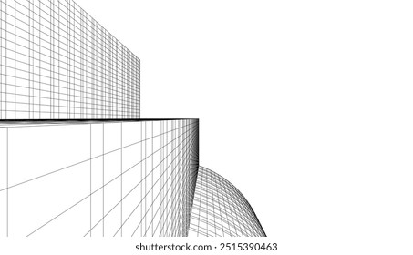 architecture building vector 3d drawing