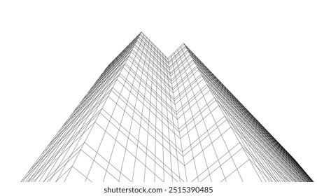 Dibujo 3D del Vector del edificio de la arquitectura