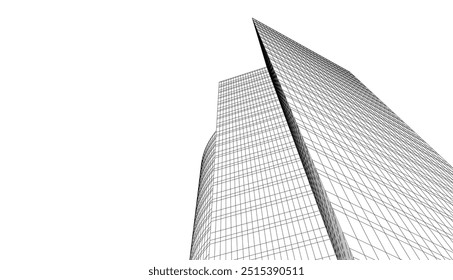 architecture building vector 3d drawing