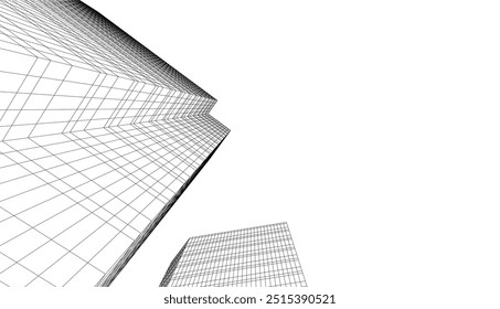 architecture building vector 3d drawing