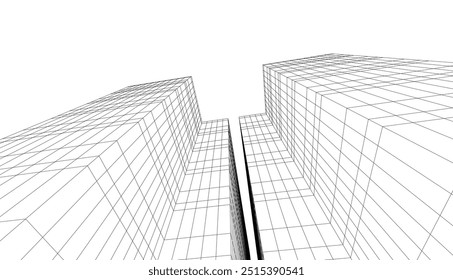architecture building vector 3d drawing