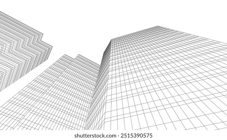 Dibujo 3D del Vector del edificio de la arquitectura