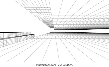 architecture building vector 3d drawing