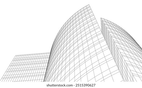 architecture building vector 3d drawing