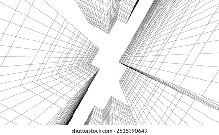 architecture building vector 3d drawing
