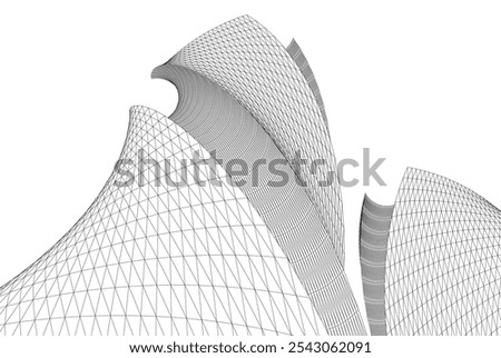 architecture building vector 3d drawing
