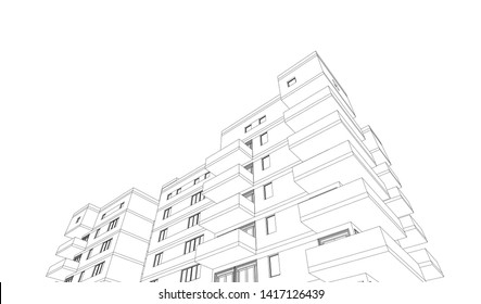 architecture building vector 3d illustration 