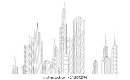 architecture building vector 3d illustration 