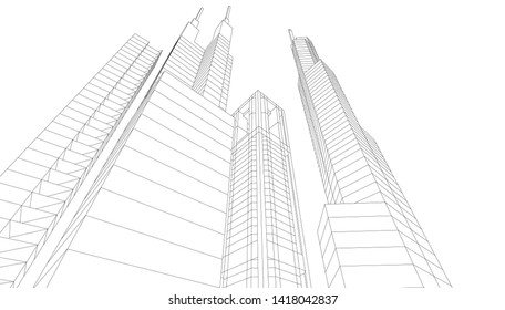 architecture building vector 3d illustration 
