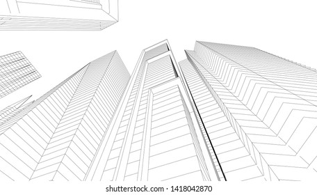 architecture building vector 3d illustration 