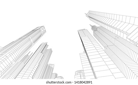 architecture building vector 3d illustration 