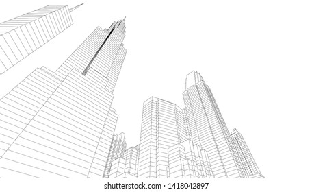 architecture building vector 3d illustration 