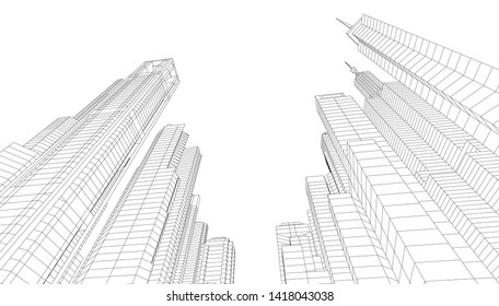 architecture building vector 3d illustration 