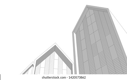 architecture building vector 3d illustration 