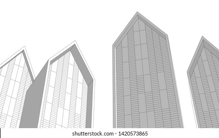 architecture building vector 3d illustration 
