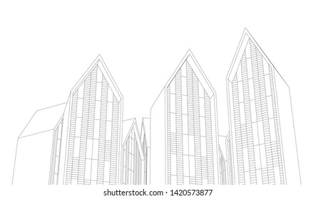 architecture building vector 3d illustration 
