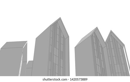 architecture building vector 3d illustration 