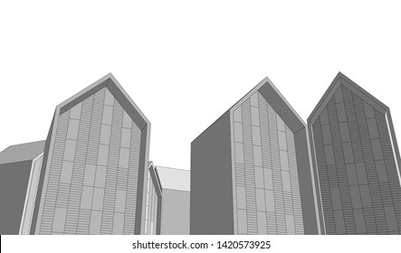 architecture building vector 3d illustration 