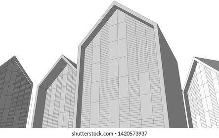 architecture building vector 3d illustration 