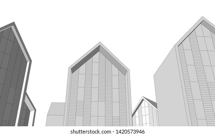 architecture building vector 3d illustration 