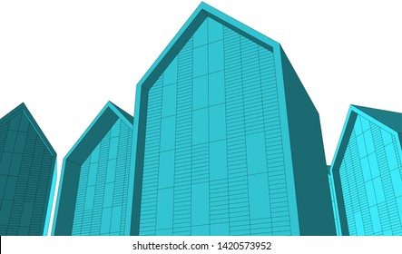 architecture building vector 3d illustration 