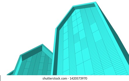 architecture building vector 3d illustration 