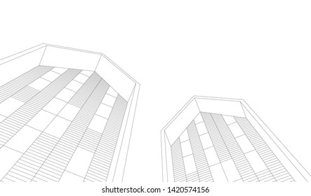 architecture building vector 3d illustration 