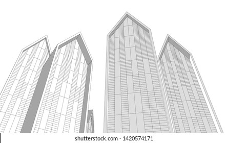 architecture building vector 3d illustration 