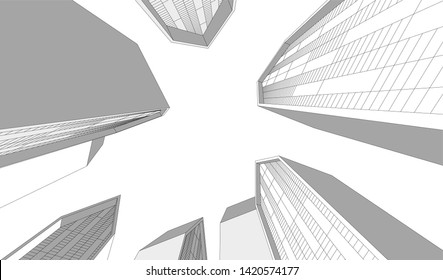 architecture building vector 3d illustration 