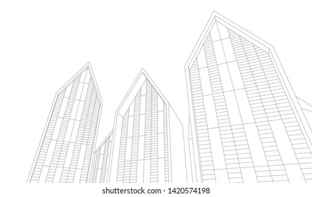 architecture building vector 3d illustration 