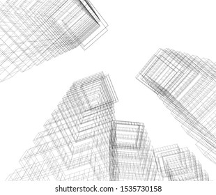 architecture building vector 3d illustration 