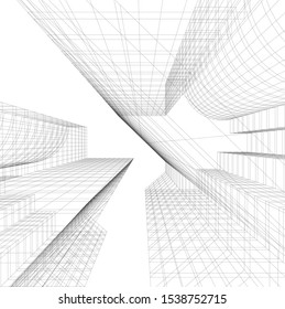 architecture building, vector 3d illustration 
