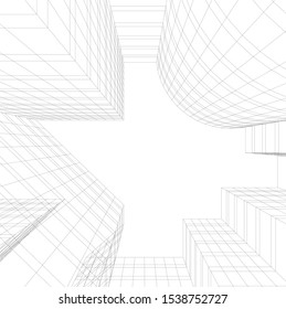 architecture building, vector 3d illustration 