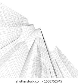 architecture building, vector 3d illustration 