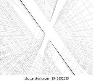 architecture building, vector 3d illustration 