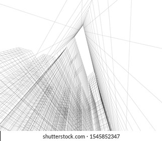 architecture building, vector 3d illustration 