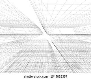 architecture building, vector 3d illustration 