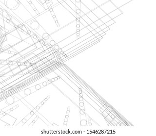 architecture building, vector 3d illustration 