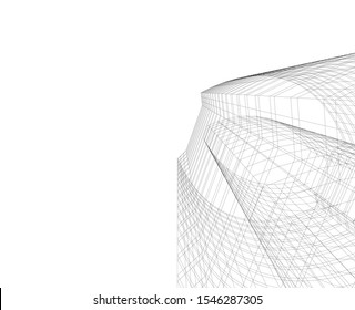 architecture building, vector 3d illustration 