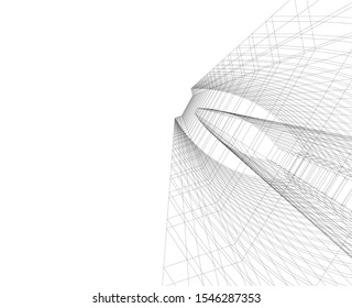 architecture building, vector 3d illustration 