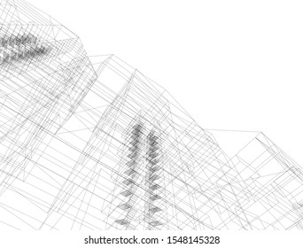 architecture building, vector 3d illustration 